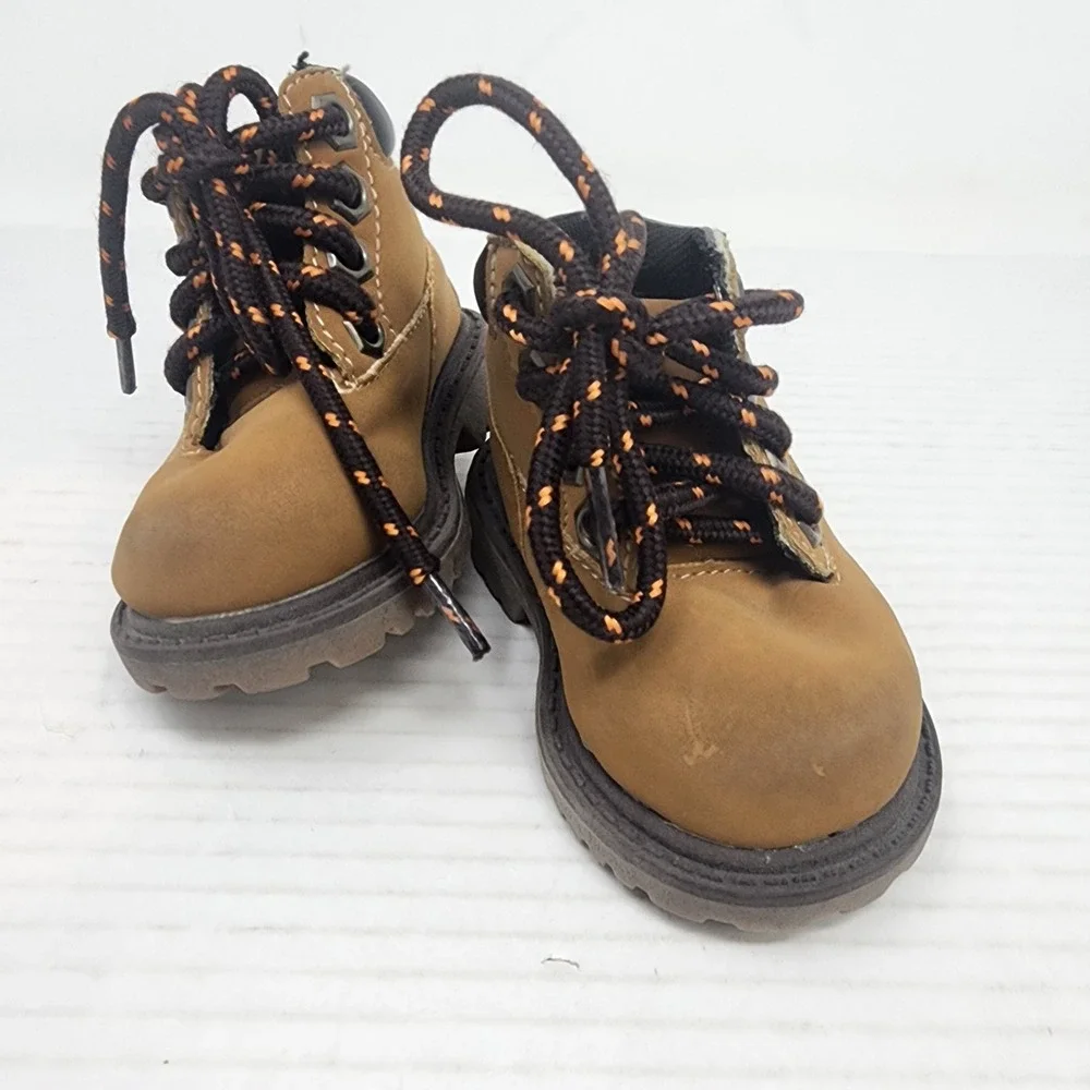 Route 66 Ankle Boots Toddler Boys 2M Brown Lace Up Padded Collar Lug Sole Great
